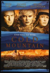 8z249 COLD MOUNTAIN 1sh '03 Jude Law, Nicole Kidman, Renee Zellweger, U.S. Civil War!