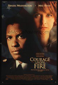 8z270 COURAGE UNDER FIRE style A int'l 1sh '96 headshots of Denzel Washington & Meg Ryan!