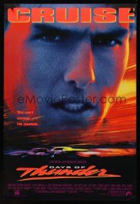 8z309 DAYS OF THUNDER int'l DS 1sh '90 super close image of angry NASCAR race car driver Tom Cruise!