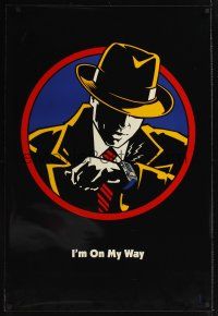 8z325 DICK TRACY DS On My Way style teaser 1sh '90 cool art of Warren Beatty as Chester Gould's classic detective!