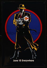 8z322 DICK TRACY DS June 15 full body style teaser 1sh '90 cool art of Warren Beatty with tommy gun!