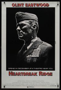 8z515 HEARTBREAK RIDGE advance 1sh '86 Clint Eastwood all decked out in uniform & medals!