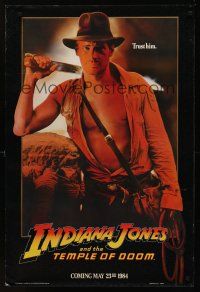 8z541 INDIANA JONES & THE TEMPLE OF DOOM teaser 1sh '84 great image of Harrison Ford as Indy!