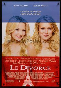 8z566 LE DIVORCE advance DS 1sh '03 Kate Hudson & sexy Naomi Watts in a comedy of manners!