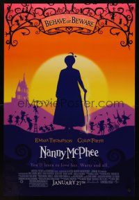 8z621 NANNY McPHEE advance DS 1sh '05 Colin Firth, silhouette art of Emma Thompson!