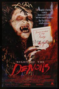 8z629 NIGHT OF THE DEMONS 1sh '88 Jason & Freddy are scared, you'll have a hell of a time!