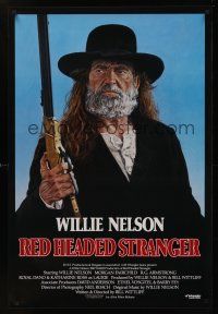 8z658 RED-HEADED STRANGER 1sh '86 great close up art of Willie Nelson with rifle by Tanenbaum!