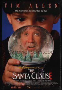 8z679 SANTA CLAUSE DS lenticular 1sh '94 Disney, Tim Allen in snow globe, Christmas comedy!