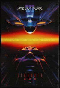 8z711 STAR TREK VI teaser 1sh '91 William Shatner, Leonard Nimoy, cool image!