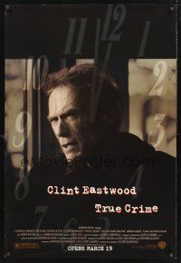 8z760 TRUE CRIME advance DS 1sh '99 great close up of director & detective Clint Eastwood!
