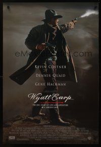 8z797 WYATT EARP DS 1sh '94 cool image of Kevin Costner in the title role firing gun!