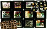 9a023 LOT OF 24 DETERIORATED IMAGE GLASS SLIDES lot '25 - '47 lots of cool 1920s to 1940s titles!