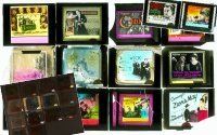 9a024 LOT OF 14 MISSING PANE GLASS SLIDES lot '19 - '50 lots of cool 1920s & 1930s titles!