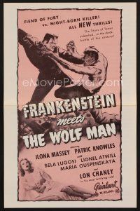 9a275 FRANKENSTEIN MEETS THE WOLF MAN pressbook R50s Bela Lugosi, Ilona Massey & Lon Chaney Jr.!