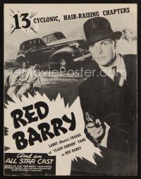 9a301 RED BARRY pressbook R48 cool image of detective Buster Crabbe with gun, Universal serial!