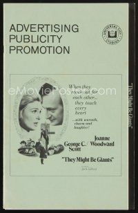 9a315 THEY MIGHT BE GIANTS pressbook '71 George C. Scott & Joanne Woodward touch every heart!