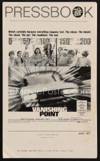 9a319 VANISHING POINT pressbook '71 car chase cult classic, you never had a trip like this before!