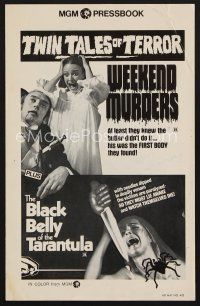 9a324 WEEKEND MURDERS/BLACK BELLY OF THE TARANTULA pressbook '72 twin tales of terror!