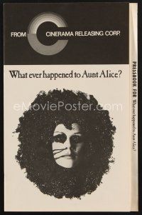 9a325 WHAT EVER HAPPENED TO AUNT ALICE? pressbook '69 creepy close up of woman buried up to her face