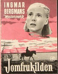 9a192 VIRGIN SPRING Danish program '60 Ingmar Bergman's Jungfrukallan, Max von Sydow, different!