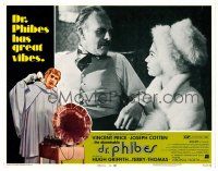 9b116 ABOMINABLE DR. PHIBES LC #6 '71 close up of Terry-Thomas & pretty Virginia North in fur!