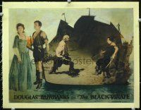 9b156 BLACK PIRATE linen LC '26 Douglas Fairbanks with Billie Dove & duelling guy with sword!