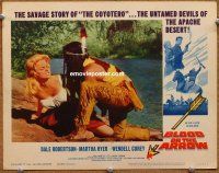 9b161 BLOOD ON THE ARROW LC #1 '64 close up of Native American Indian attacking Martha Hyer!
