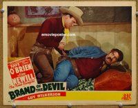 9b175 BRAND OF THE DEVIL LC '44 Texas Ranger Dave O'Brien tying up bad guy Charles King!