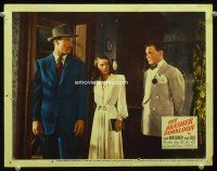 9b178 BRASHER DOUBLOON LC #6 '47 George Montgomery & Nancy Guild stare at Conrad Janis in tuxedo!