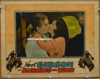 9b186 BURNING THE WIND LC '29 romantic close up of Hoot Gibson kissing Virginia Brown Faire!