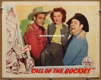 9b198 CALL OF THE ROCKIES LC '44 Sunset Carson & Smiley Burnette hold pretty Ellen Hall!