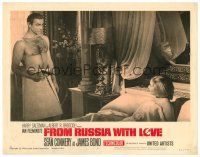 9b301 FROM RUSSIA WITH LOVE LC #8 '64 barechested Sean Connery points gun at sexy girl in bed!