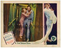 9b367 HIS CAPTIVE WOMAN LC '29 crazed Dorothy Mackaill grabs Milton Sills in hallway!