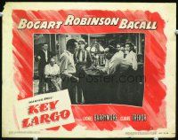 9b419 KEY LARGO LC #7 '48 Lauren Bacall & most of cast watch Gomez hold gun on Humphrey Bogart!
