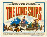 9b068 LONG SHIPS TC '64 Richard Widmark, Sidney Poitier, cool art of the Mighty Vikings!