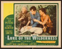 9b453 LURE OF THE WILDERNESS LC #8 '52 Hunter, pretty Jean Peters & Walter Brennan by fallen dog!