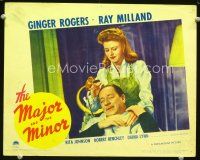 9b460 MAJOR & THE MINOR LC '42 pretty Ginger Rogers gives Robert Benchley a scalp massage!