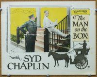 9b465 MAN ON THE BOX LC '25 cop catches Syd Chaplin stealing milk & sliding on stair rail!