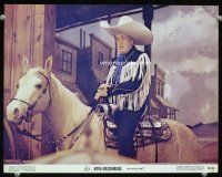 9b516 MYRA BRECKINRIDGE color 11x14 '70 wacky close up of John Huston in cowboy outfit on horse!