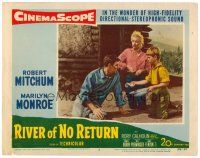 9b614 RIVER OF NO RETURN LC #2 '54 Tommy Rettig & sexy Marilyn Monroe help Robert Mitchum!