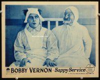9b623 SAPPY SERVICE LC '29 wacky image of Bobby Vernon dressed as nurse next to sick old man!
