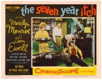 9b634 SEVEN YEAR ITCH LC #5 '55 Billy Wilder, Tom Ewell & Robert Strauss watch sexy Marilyn Monroe!