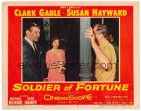 9b653 SOLDIER OF FORTUNE LC #5 '55 Clark Gable & Susan Hayward talk to Michael Rennie!!