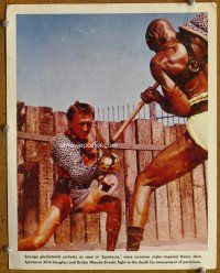 9b661 SPARTACUS color 11x14 '61 gladiators Kirk Douglas & Woody Strode fight!