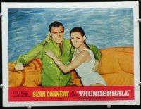 9b718 THUNDERBALL LC #4 '65 Sean Connery as James Bond in raft with sexy Claudine Auger!