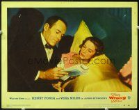9b773 WRONG MAN LC #2 '57 Alfred Hitchcock, Henry Fonda in tuxedo with Vera Miles in bed!