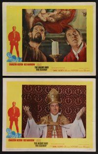 9c729 AGONY & THE ECSTASY 2 LCs '65 Charlton Heston & Rex Harrison, directed by Carol Reed!