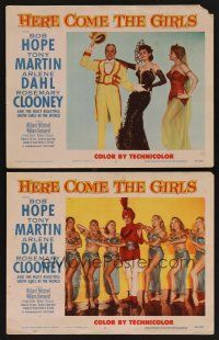 9c782 HERE COME THE GIRLS 2 LCs '53 Bob Hope & most beautiful showgirls!