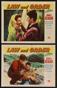 9c795 LAW & ORDER 2 LCs '53 Ronald Reagan, Dorothy Malone, Nathan Juran directed!