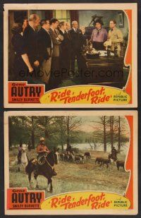 9c820 RIDE TENDERFOOT RIDE 2 LCs '40 Gene Autry on horseback, Smiley Burnette!